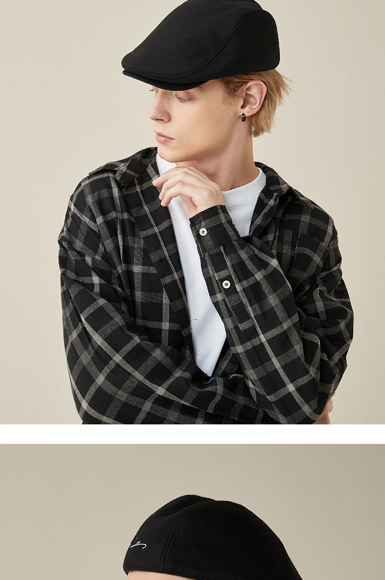 Autumn and Winter Korean Edition Beret Men's Wool Casual Artist Simple Bud Hat Trend_voghion.com