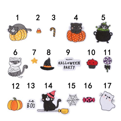 Yixiu embroidery cloth patch computer embroidered chapter Halloween dark cartoon kitten pumpkin clothes decoration patch patch cloth