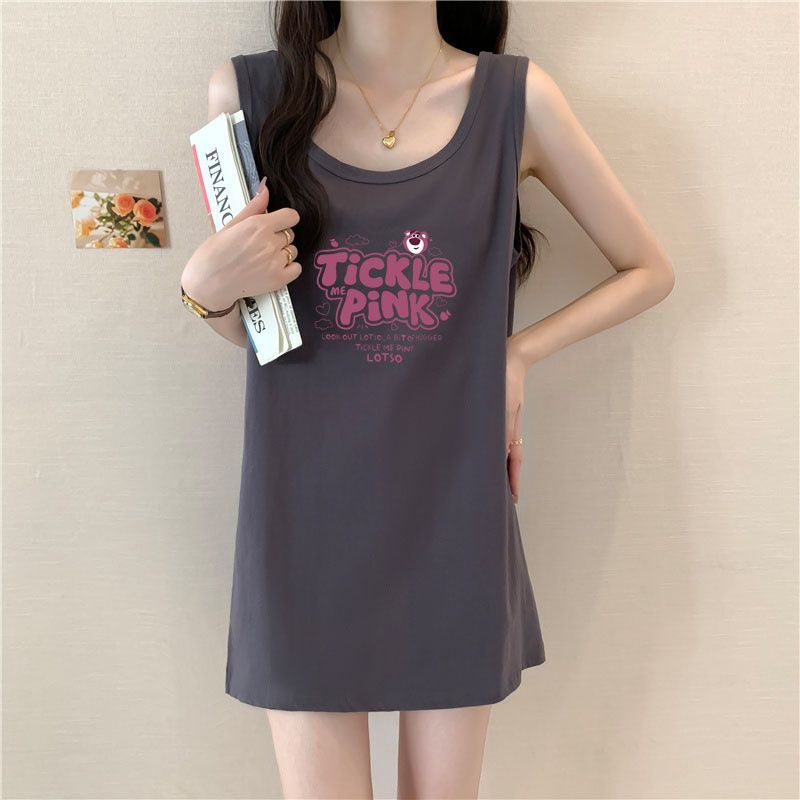 Women's Skirt Suspender Summer Sweet Sleeveless Vest Cartoon Summer Sports Dress Thin Outer Top