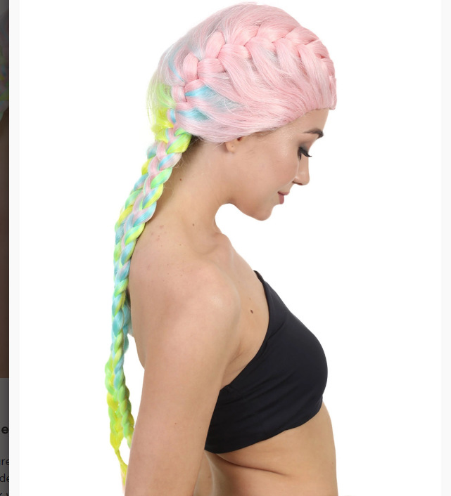 NEWLOOK Celebrity Inspiration Mujeres Boxeo Trenza Peruca Marshmallow Rainbow Celebrity Peruca Transpirable