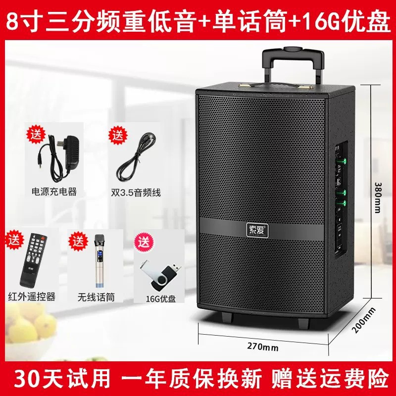 Soei F36 Square Dance Audio Show Outdoor K Dance 15 pulgadas barra móvil altavoz Bluetooth con micrófono