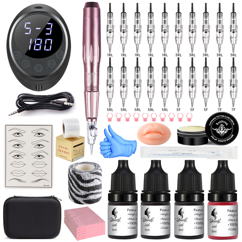 Tatuaje semipermanente bordado labial blanqueador conjunto completo de suministros de herramientas de práctica para principiantes conjunto completo de consumibles profesionales para abrir una tienda