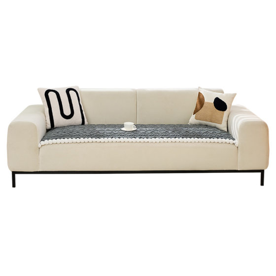 Autumn and Winter Plush Thickened Sofa Cushion Non-slip Cream Style Light Luxury Advanced Sense Thickened Steamed Bread Cushion Bay Window Cushion