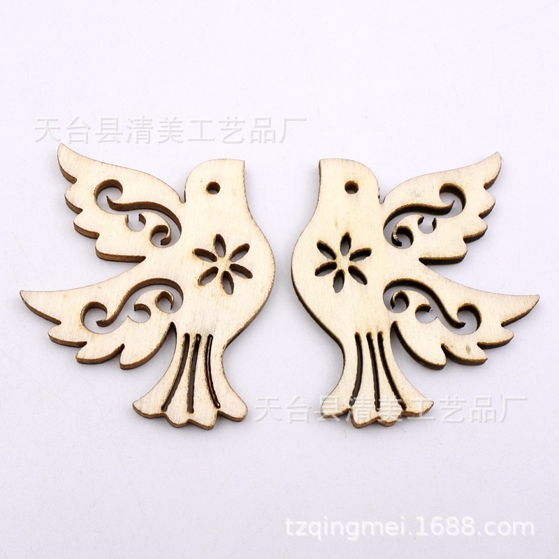 5 decoraciones de aves mezcladas 50mm de largo de madera decoración de aves piezas de madera 10 por paquete