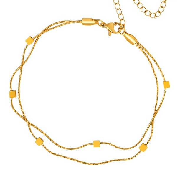 La moda europea y americana cuadrada doble capa no desvanece los accesorios en el nicho de lujo simple y versátil joyas de tobillas