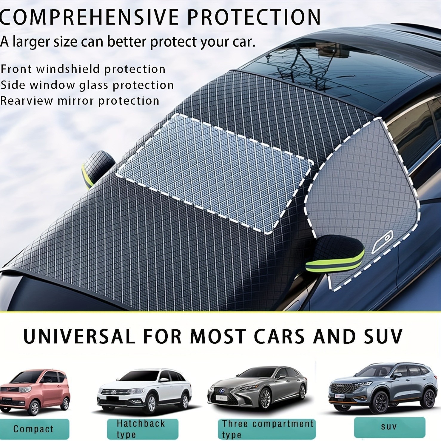 Car Snow Shield Three-Window Cover Snow Cover Winter Snow-Proof and Anti-Freeze Car Cover Oxford Cloth Snow Shield Cross-Border Hot Sale