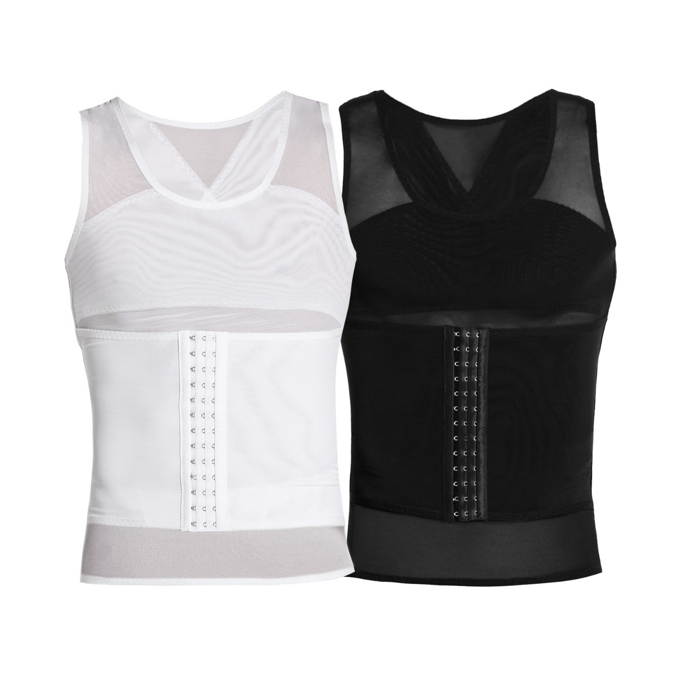 Chaleco de contracción del vientre de los hombres transfronterizos más el tamaño de tres pechos que adelgaza el cuerpo que forma la cintura superior corsé cinturón de contracción del vientre transpirable apretado