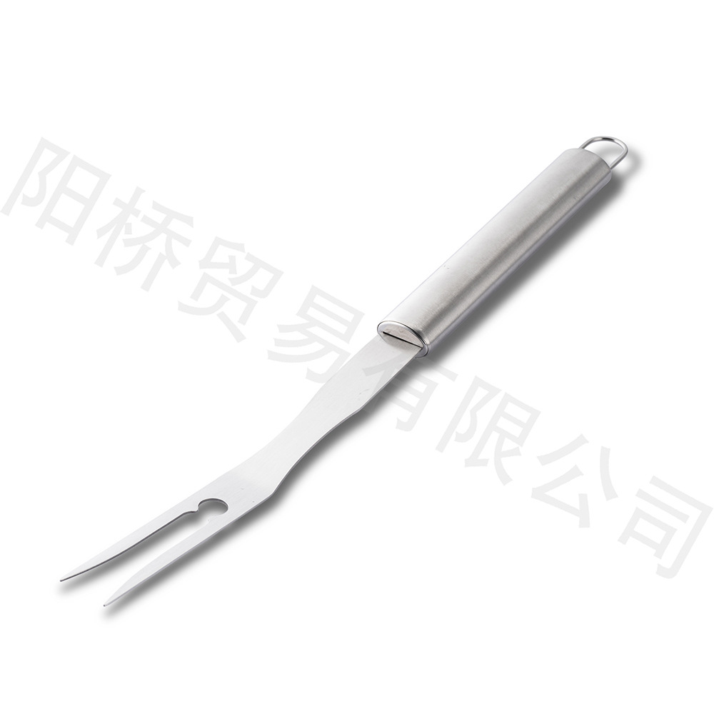 Fábrica Amazon herramientas traje combinación barbacoa al aire libre tenedor pala clip cuchillo tubo redondo mango de acero inoxidable herramienta para hornear