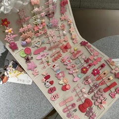 50個入りピンク系ヘアピン2025かわいいセット甘い少女ins風漫画頭飾りセット小清新