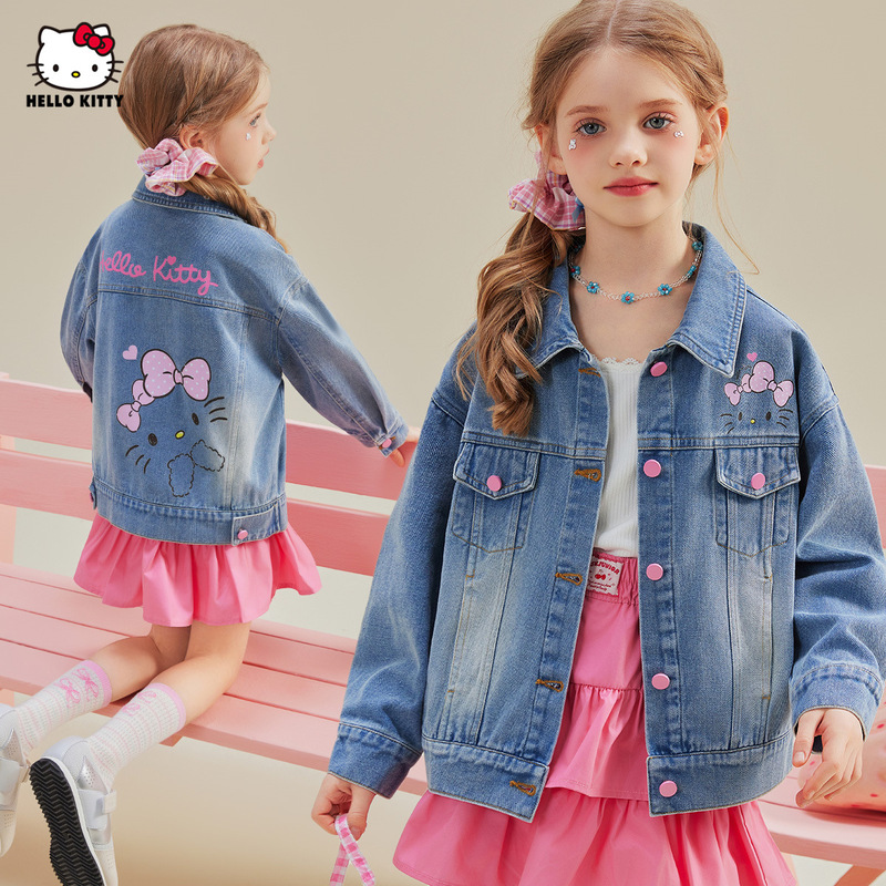 Girls' Spring Sweet and Cool Color-Blocked Denim Jacket 2026 New Stylish and Fashionable Children's Clothing