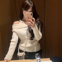 韩国ins冬季新款韩系小众设计感假两件修身显瘦针织衫女毛衫
