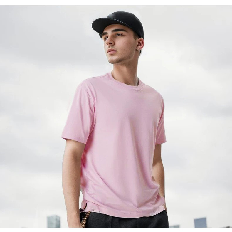 Guangzhou Cang 180g puro algodón costura lateral manga corta cuello redondo camiseta de los hombres de moda camisa de fondo camisa cultural impresión personalizada