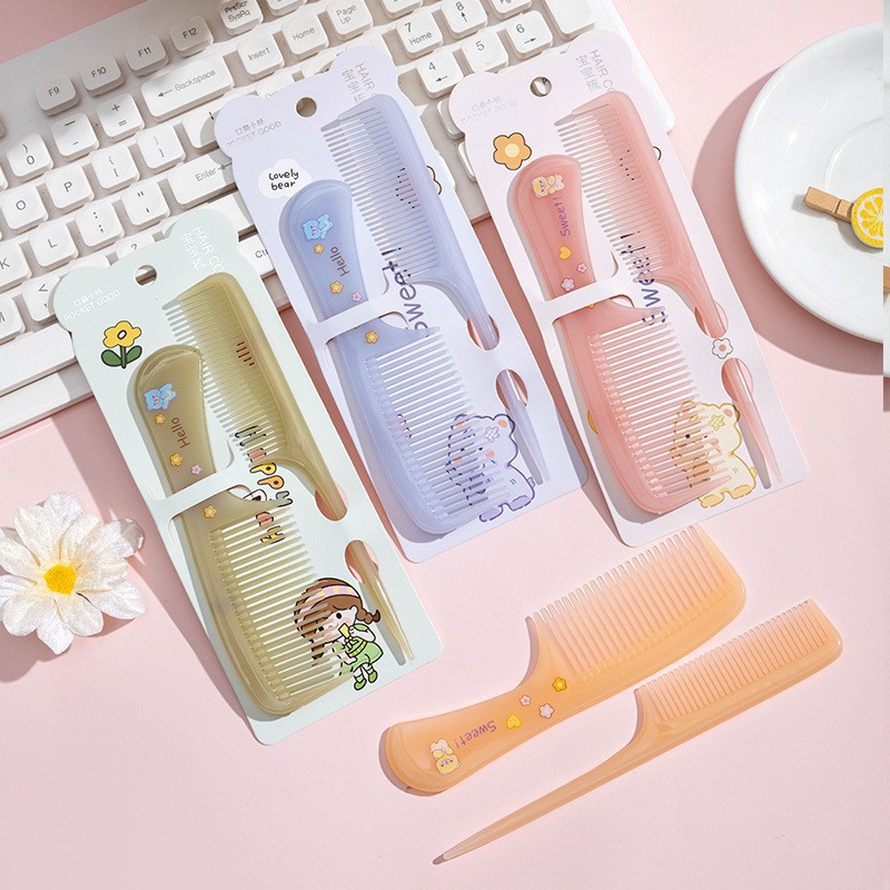 871 Juego de peine pequeño con patrón de dibujos animados Mini peine de peluquería para niños Peine portátil de dientes finos de cola puntiaguda para el cabello suave