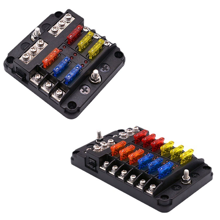 6-контактный 12-контактный блок предохранителей, специальный многоканальный блок предохранителей со светодиодным индикатором, винтовая проводка, для яхты на колесах