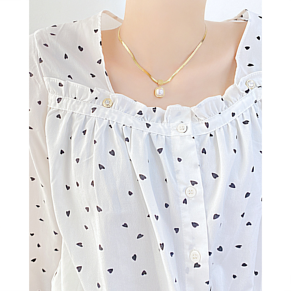 Fashion Geometric Stainless Steel Necklace Inlay Pearl Stainless Steel Necklaces