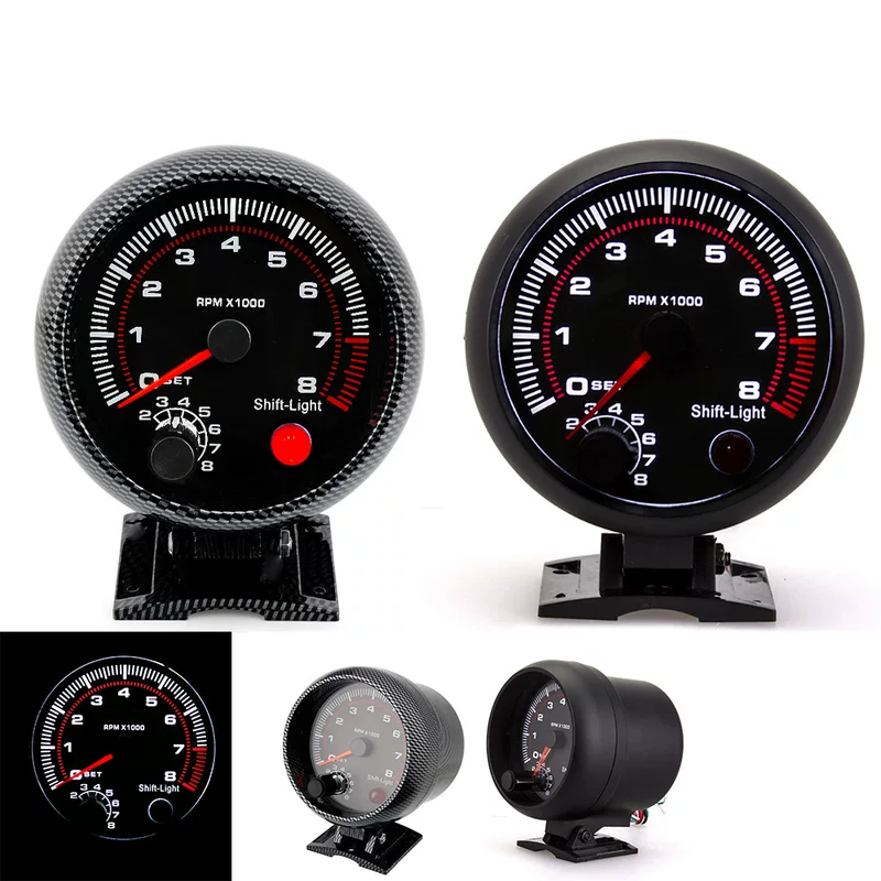 12V автомобильный модифицированный инструмент 0-8000 об/мин черная поверхность карбоновый рисунок 4-6-8 цилиндров бензиновый автомобиль универсальный 3.75 дюйма