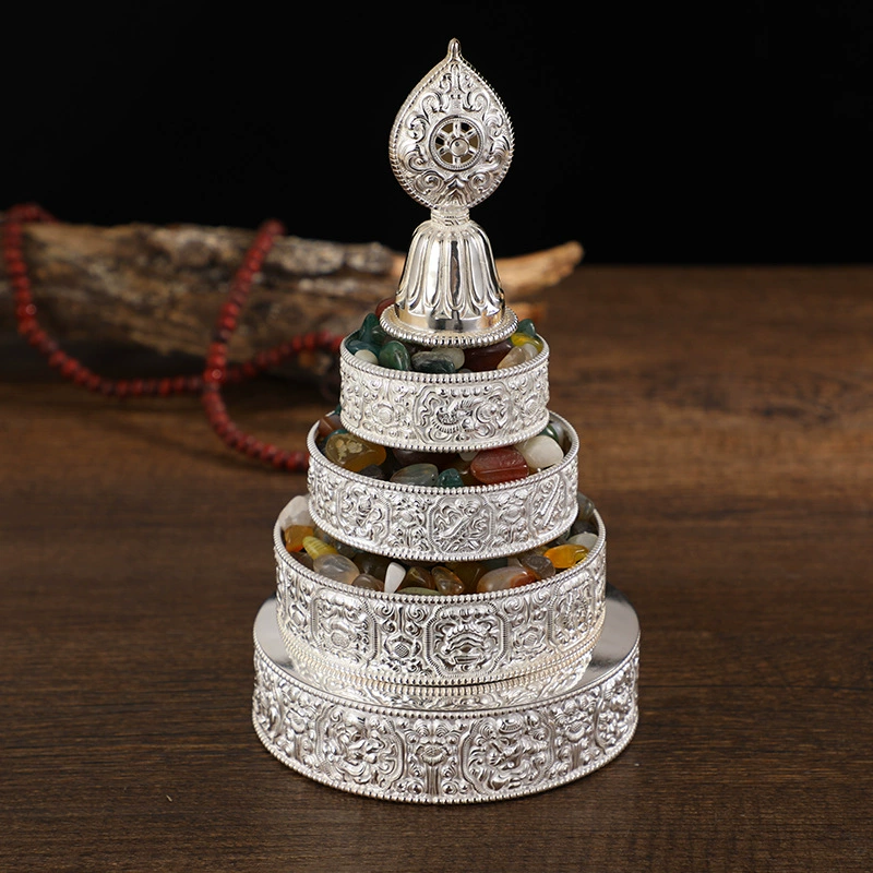 Манза Плита Sterling Silver Silver Buddha Equipment Eight Auspicious Ornaments Manda Plate with Chassis Exquisite Workmanship