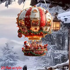 クリスマス熱気球サンタクロースアクリルペンダント、寝室と客間の壁面装飾