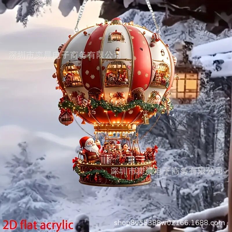クリスマス熱気球サンタクロースアクリルペンダント、寝室と客間の壁面装飾|undefined
