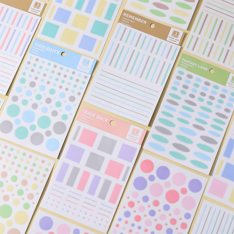 Memorias borrosas niebla cara impermeable pegatinas de cuentas de mascotas Morandi color transparente etiqueta pegatinas de plan de índice pegatinas