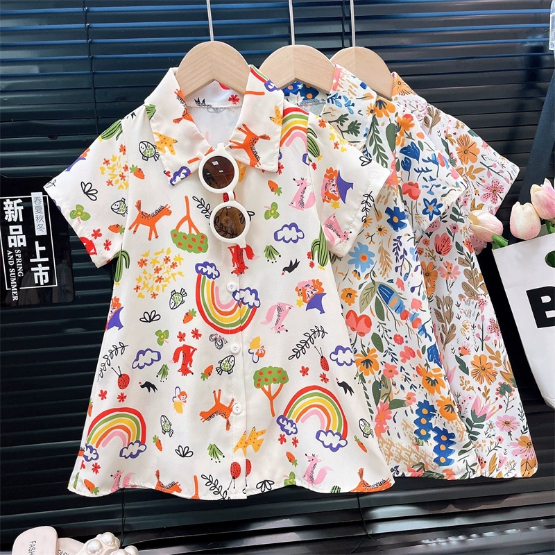 Юбки для девочек, рубашки с короткими рукавами, новые летние модные кардиганы для маленьких девочек, детские платья, летние детские юбки