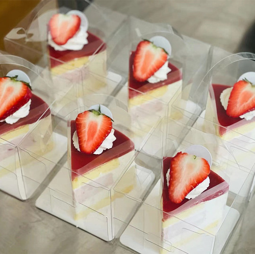 Transparent layer cake suitcase mousse cut into pieces packaging 6-inch/8-inch piece cake packaging box Western pastry packaging