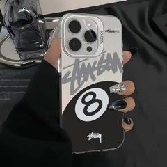 ビリヤードの黒8は、Apple 16 Pro、楽しい17 Pro Max、15、ヨーロッパとアメリカ風、14/13、ニッチ、12の携帯電話ケースに適しています。