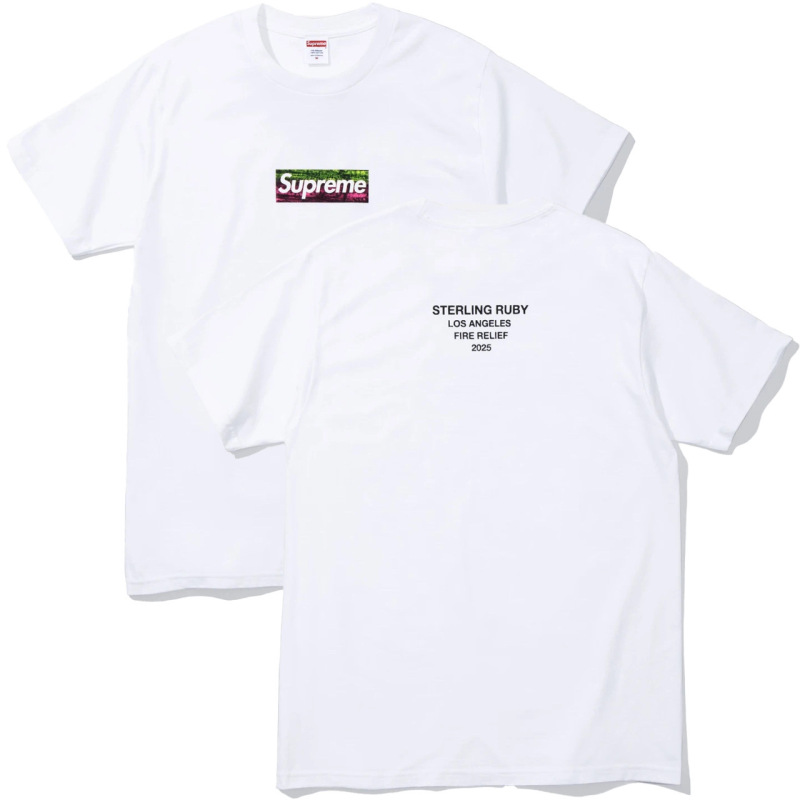ヨーロッパとアメリカのトレンディなブランド 270 グラム純綿ストリート Sup レタールーズ半袖 Tシャツ男性と女性のクラシックプリントジョイント Tシャツ夏|undefined