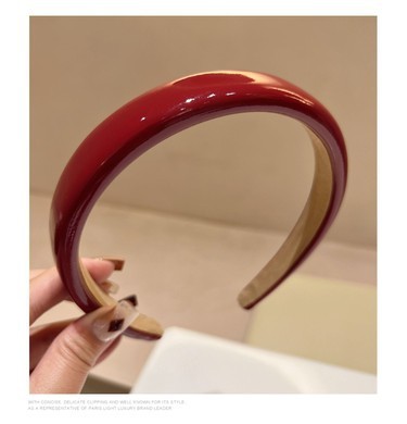 复古红色皮质海绵发箍女高颅顶压发发卡洗脸外出发捆气质显白头箍|undefined