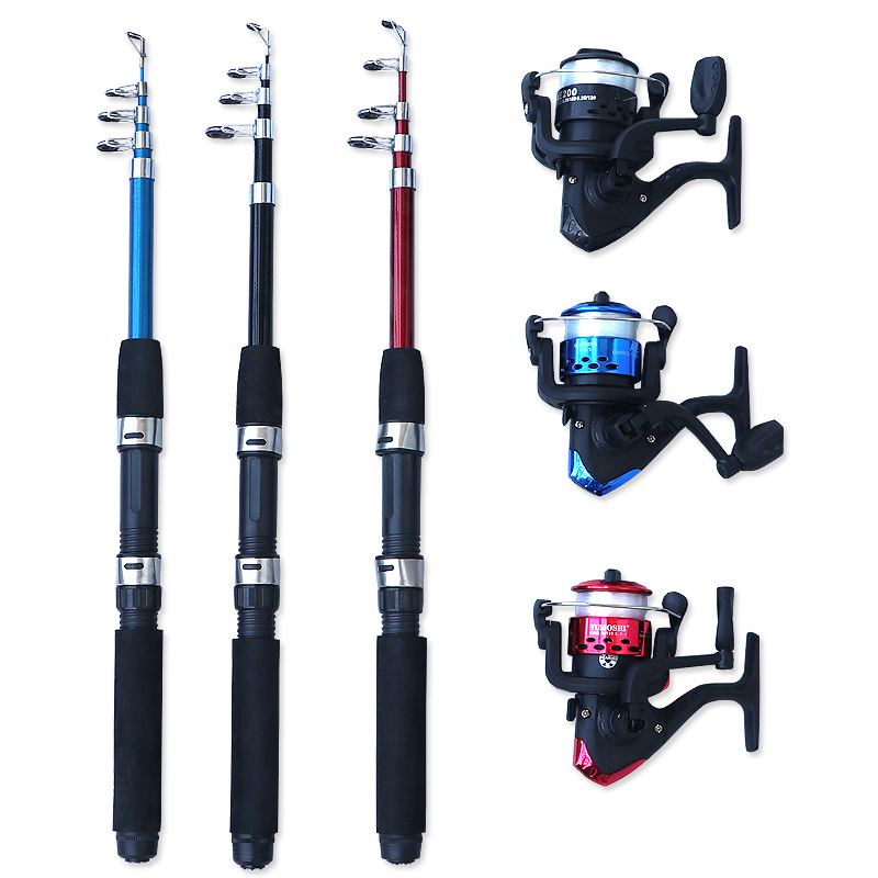 Mini caña de pescar infantil telescópica con carrete – kit portátil de pesca para niños