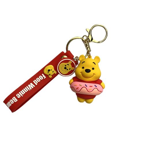 New Winnie the Pooh Keychain Cute Bear Donuts French Fries Women's Bag Pendant Car Keychain Small Gift