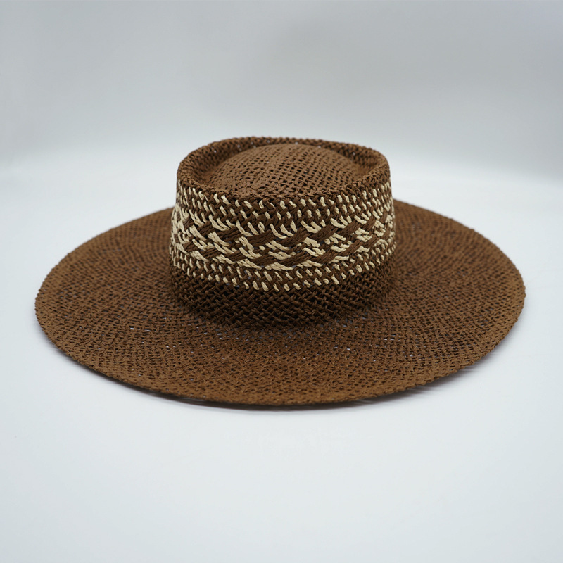 Japanese-style Korean-style Handmade Woven Panamanian Wide-brimmed Topper Men's and Women's Summer Vacation Sunshade Hat Japanese-style Korean-style Handmade Woven Panamanian Wide-brimmed Topper Men's and Women's Summer Vacation Sunshade Hat
