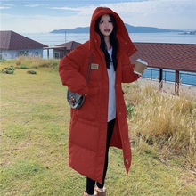新年战袍红色羽绒服女中长款2025冬季新款韩系加厚过膝宽松面包服
