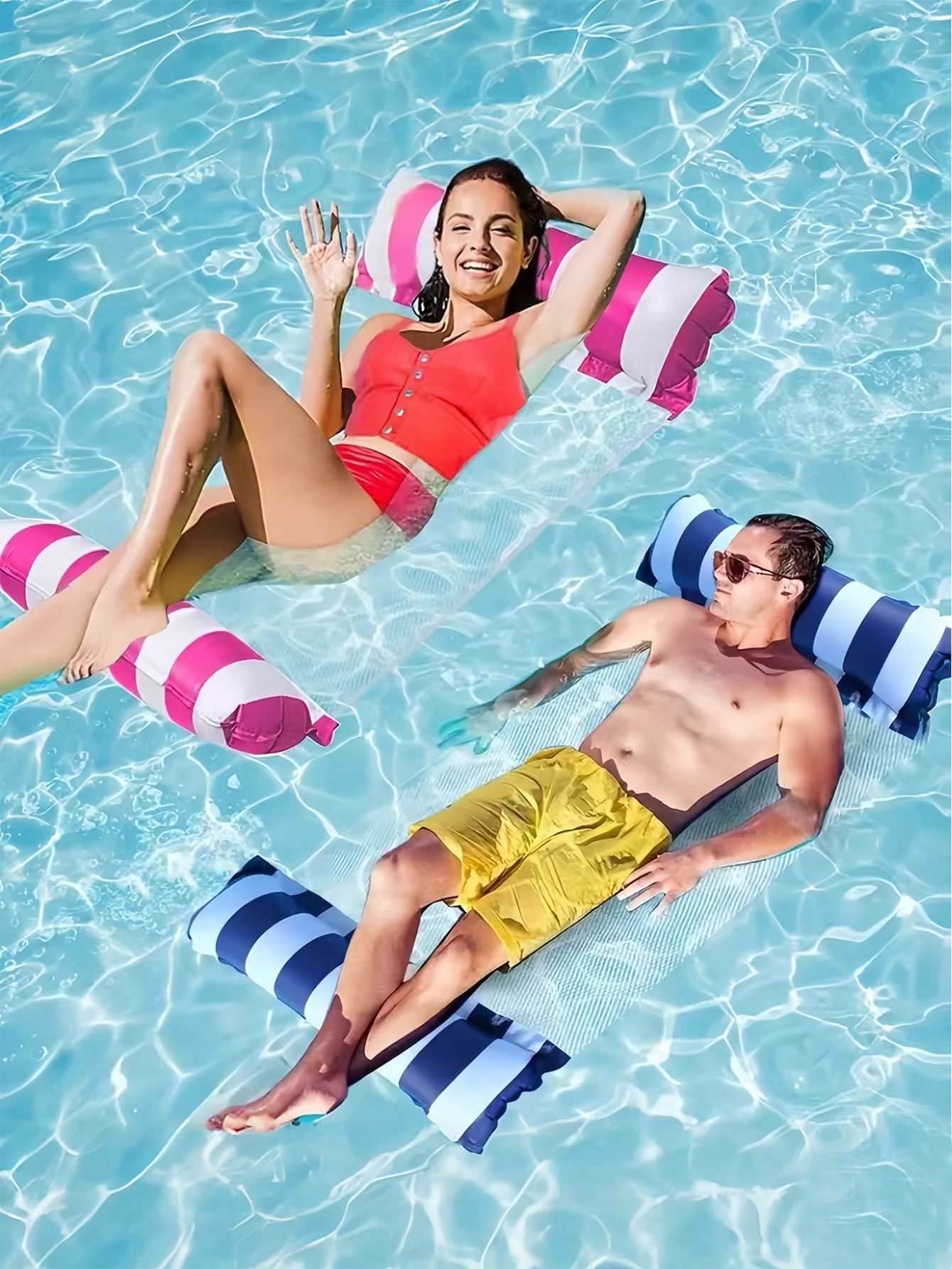 Cama Flotante Inflable de 4 Tubos de PVC Plegable al Aire Libre para Piscina image 5