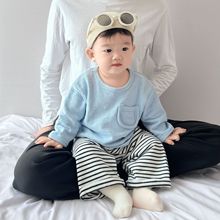 宝宝纯色打底衫2024春秋装新款男女童长袖棉质T恤婴幼儿休闲上衣