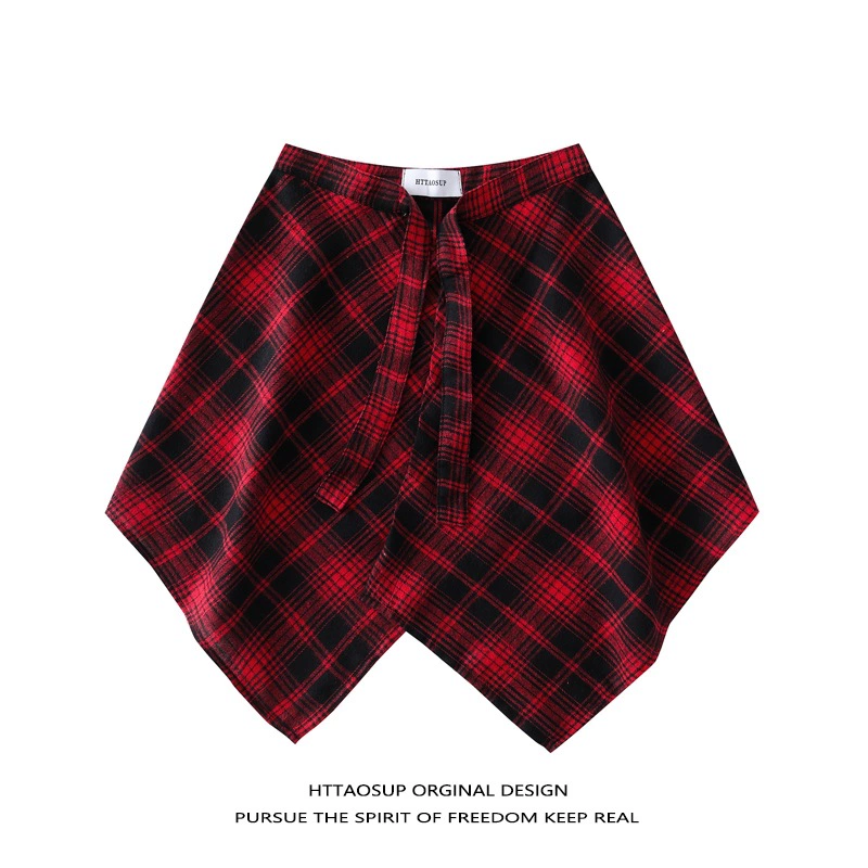 Многослойная юбка в шотландскую клетку в стиле панк для мужчин и женщин, декоративная талия, дропшиппинг с высокой улицы