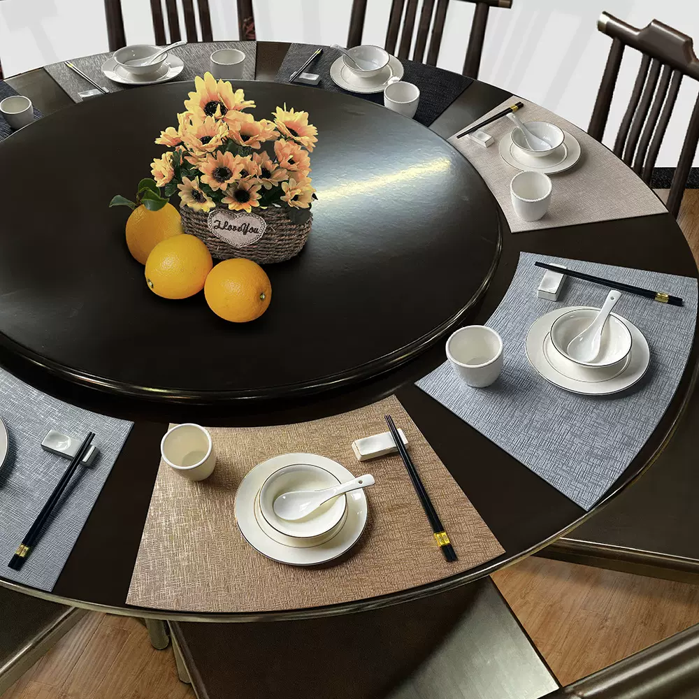 中国风家用皮革餐垫酒店圆桌餐厅扇形西餐垫中式防油隔热餐桌盘垫