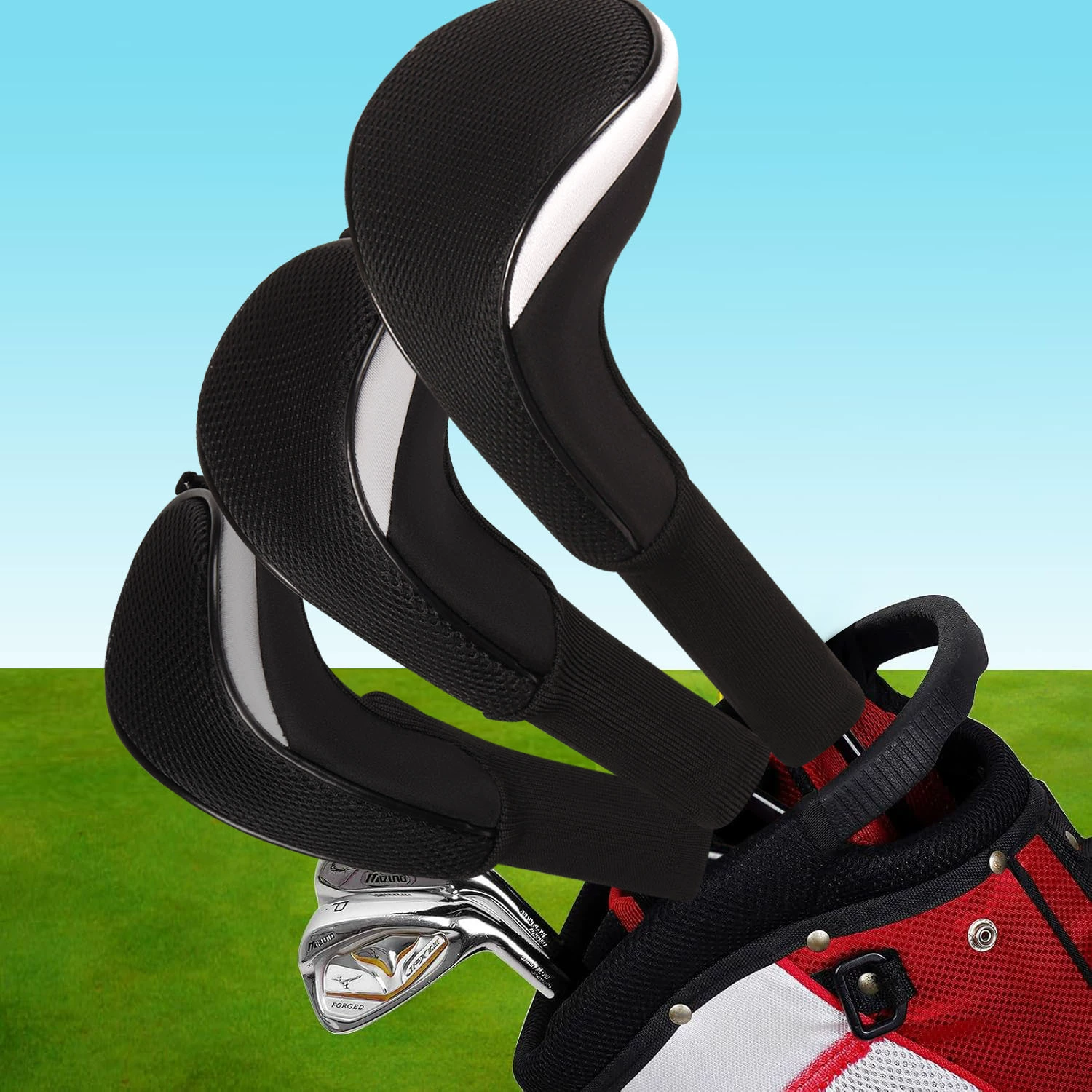 Polyurethane golf clubs, set, protective case, 4 pieces
