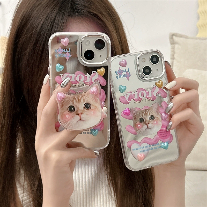 Apple, iPhone 14, милый чехол для телефона, совместимая наклейка, защитный чехол, 14продвиг, зеркальный эффект, iPhone, 13 штук, японский и корейский