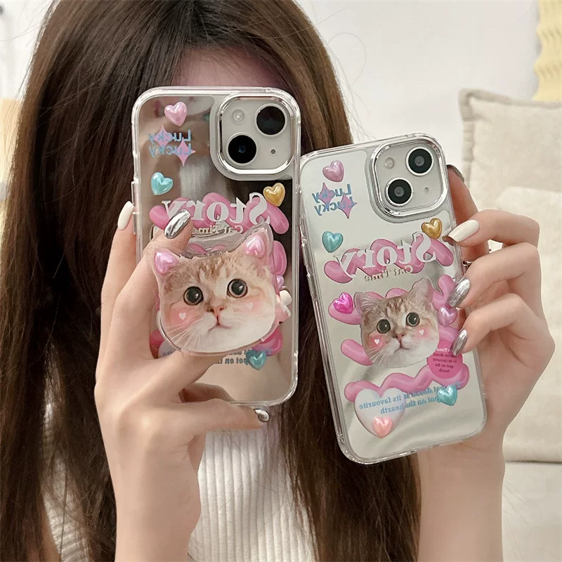 Apple, iPhone 14, милый чехол для телефона, совместимая наклейка, защитный чехол, 14продвиг, зеркальный эффект, iPhone, 13 штук, японский и корейский