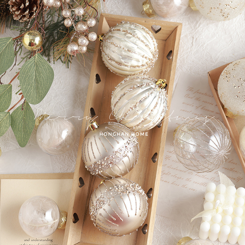 Champagne de alta gama traje blanco caja de regalo bola de Navidad decoración de árbol de Navidad colgante colgante bola pintada bola transparente