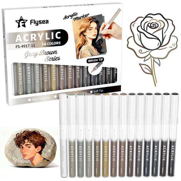 Cross-border bestseller Flysea direct liquid acrylic marker pen with soft tip, waterproof, color-stackable, for art, graffiti, and painting