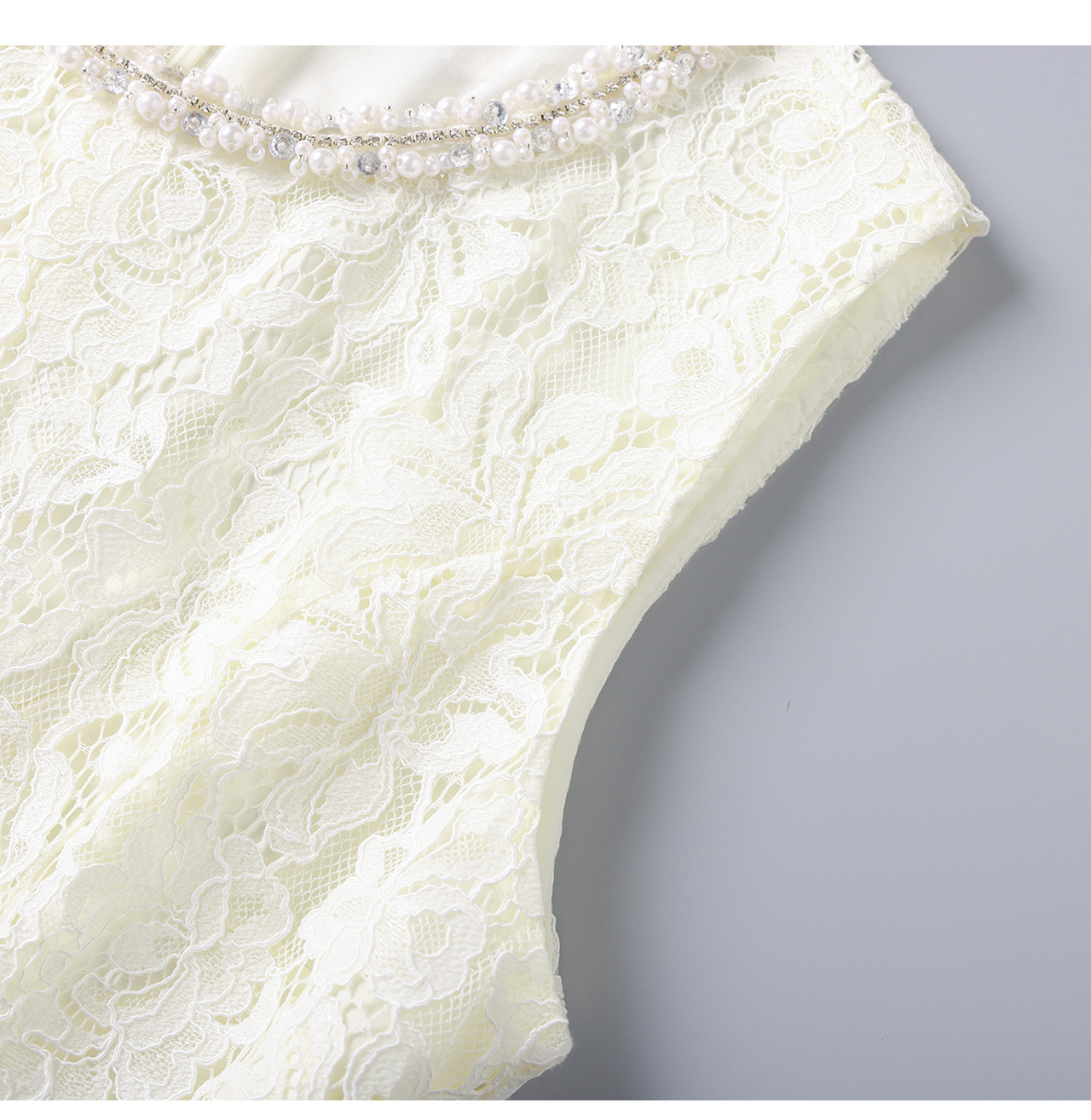 Đầm maxi nữ không tay ren đính cườm hoa chạm khắc — màu đen chi tiết 24