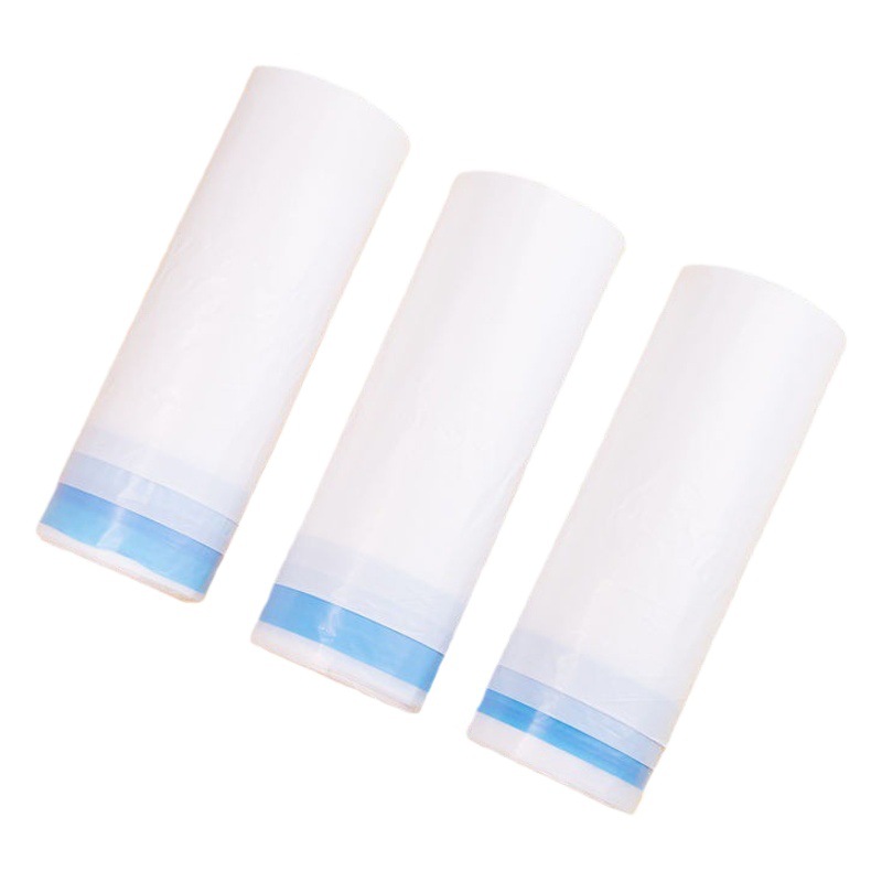 Suministro directo de fábrica blanco lechoso cordón bolsa de basura cuerda azul bolsa de plástico portátil en stock al por mayor