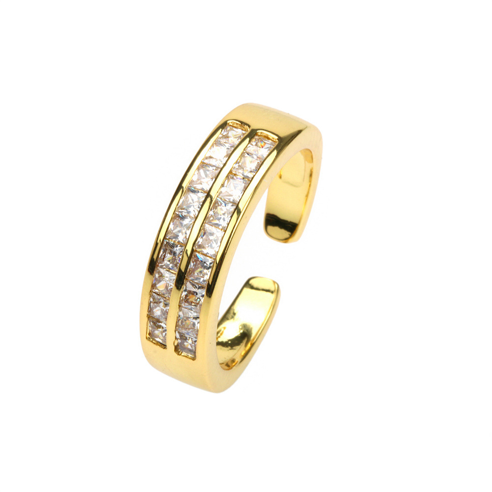 Fashion Micro-inlaid Zircon Gold-plated Copper Adjustable Ring Wholesale display picture 1