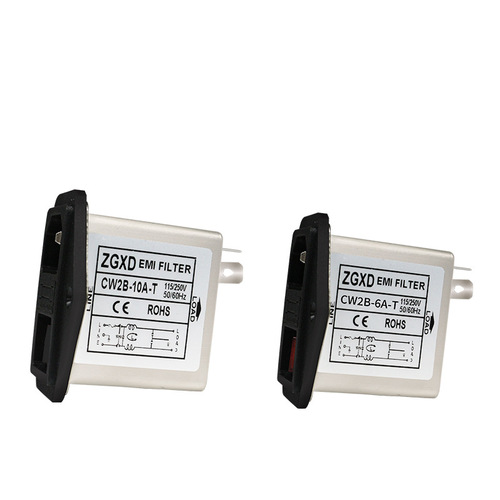 Socket double fuse switch 220V power filter CW1B three-in-one small switch with light EMI filter