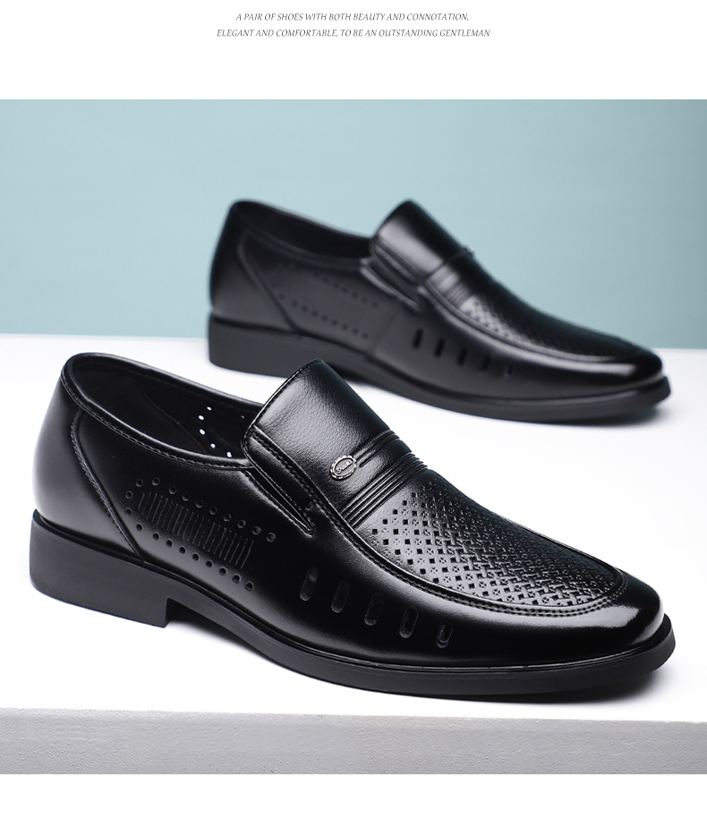 Men's Leather Slip-On Shoes Casual Breathable Comfortable Loafers_vogvips.com