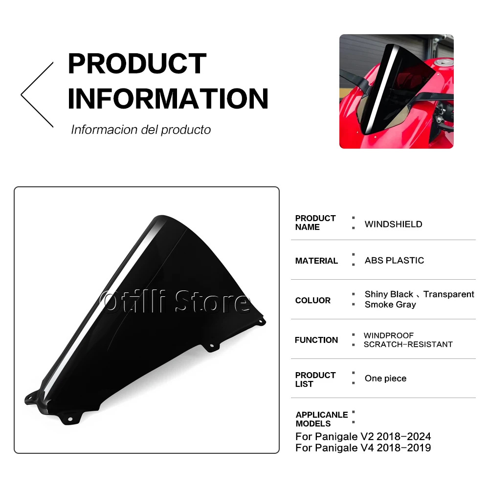 Motorcycle Modification Parts Ducati V2 18-24/V4 18-19 Heightened Front Windshield Cross-Border Hot Sale