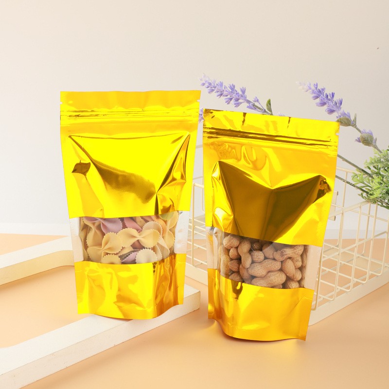 金色铝箔自立袋 茶叶五谷杂粮坚果密封袋 休闲食品通用包装袋现货
