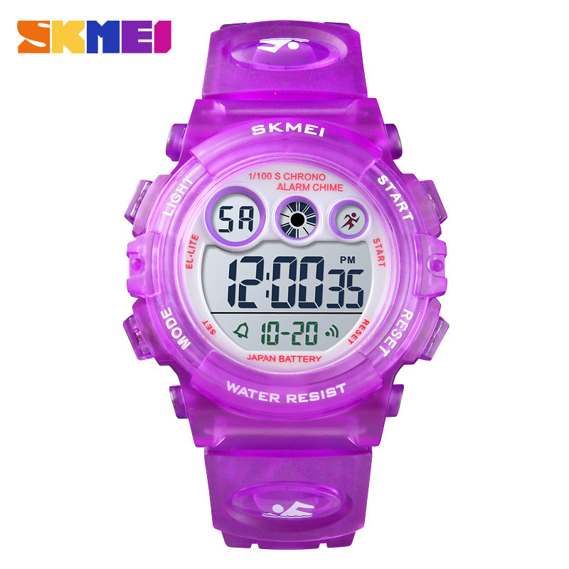 Skmei explosión multifuncional impermeable niño reloj colorido led luz nocturna transparente reloj electrónico de estudiantes al por mayor
